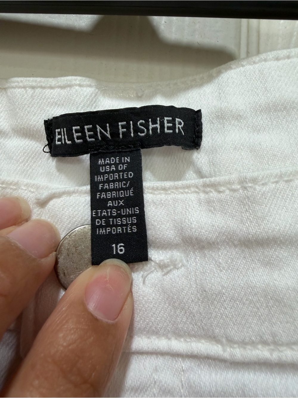 Eileen Fisher White Straight Leg Raw Hem Jeans Size 16 - Picture 3 of 7